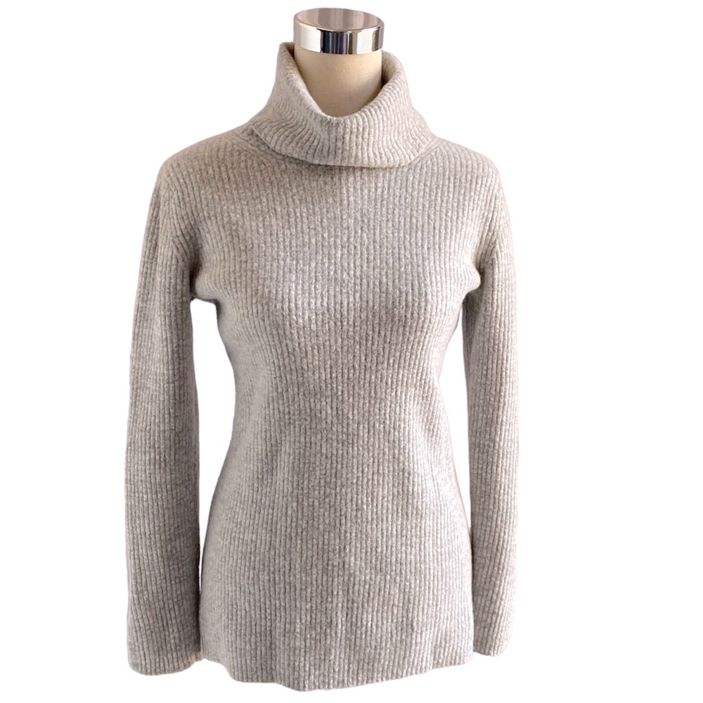 Banana Republic Gray Skinny Ribbed Merino Wool Blend Turtleneck - Picture 1 of 10